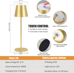Tafellamp oplaadbaar - Slaapkamer - 2 Stuks - Goud - Zoeger