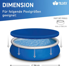 Zwembad Afdekzeil - Rond - Solarzeil - 366 cm - Blauw - Tillvex®