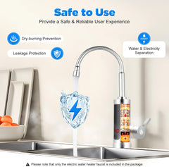 Elektrische doorstroomboiler, 3000 W, waterkraan kan 360 graden worden gedraaid, waterkraan voor badkamer/keuken, elektrische kraan