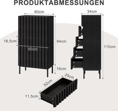 Commode - Dressoir - Ladekast - 60x34x110 cm - Zwart - UEV