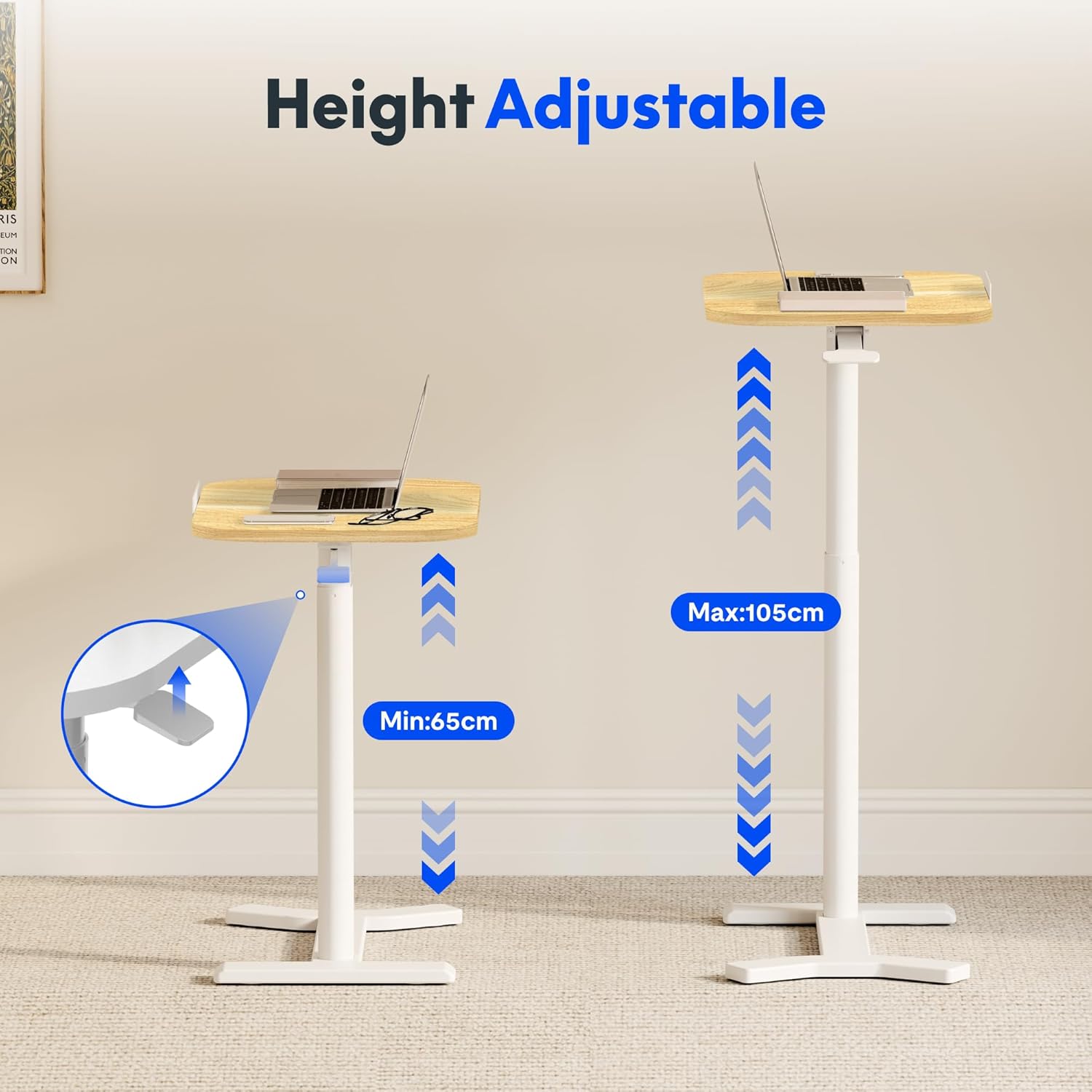 FLEXISPOT Bijzettafel H5 - flexibele laptoptafel en bedtafel met kantelbaar tafelblad, in hoogte verstelbaar en mobiel, ideaal voor bank, bed & leesuren (esdoorn)