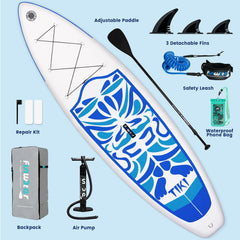 FunWater SUP-board, opblaasbaar stand-up paddleboard voor alle vaardigheidsniveaus, 320cm, ideaal voor beginners en gezinnen, met antislip EVA-dek, peddel, pomp en complete accessoires