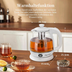 Waterkoker glas - met LED - 1L - 2200W - Wit - Taylor Swoden