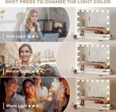 Hollywood spiegel - Make-up spiegel - Met verlichting - 48x58 cm - Dripex