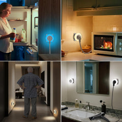 Aigostar 2 stuks nachtlampje met stopcontact en stopcontact, 3 kleuren nachtlampje met lichtsensor en touch-bediening voor slaapkamer, hal, keuken, trappen en badkamer