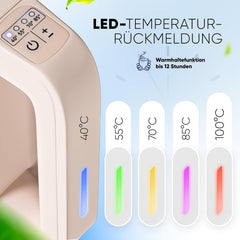 Stillstern waterkoker met temperatuurregeling [1,7 l, 2200 W, 40-55-70-85-100 °C], 12 uur warmhouden, roestvrijstalen waterkoker met precisietuit, snelle opwarming, campingwaterkoker, matte afwerking, beige