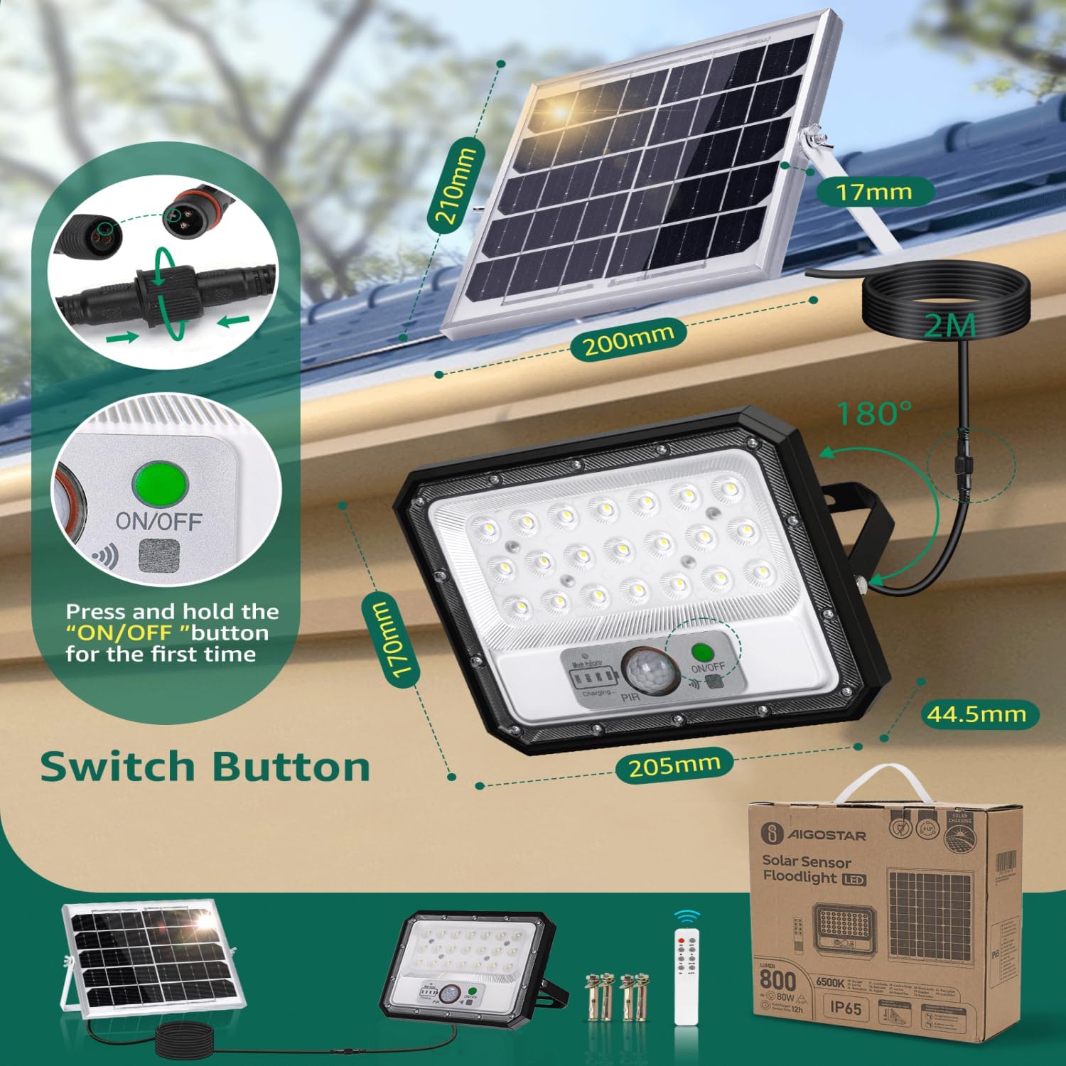 Solar wandlamp buiten - Tuinverlichting - Buitenverlichting - Grijs - Aigostar