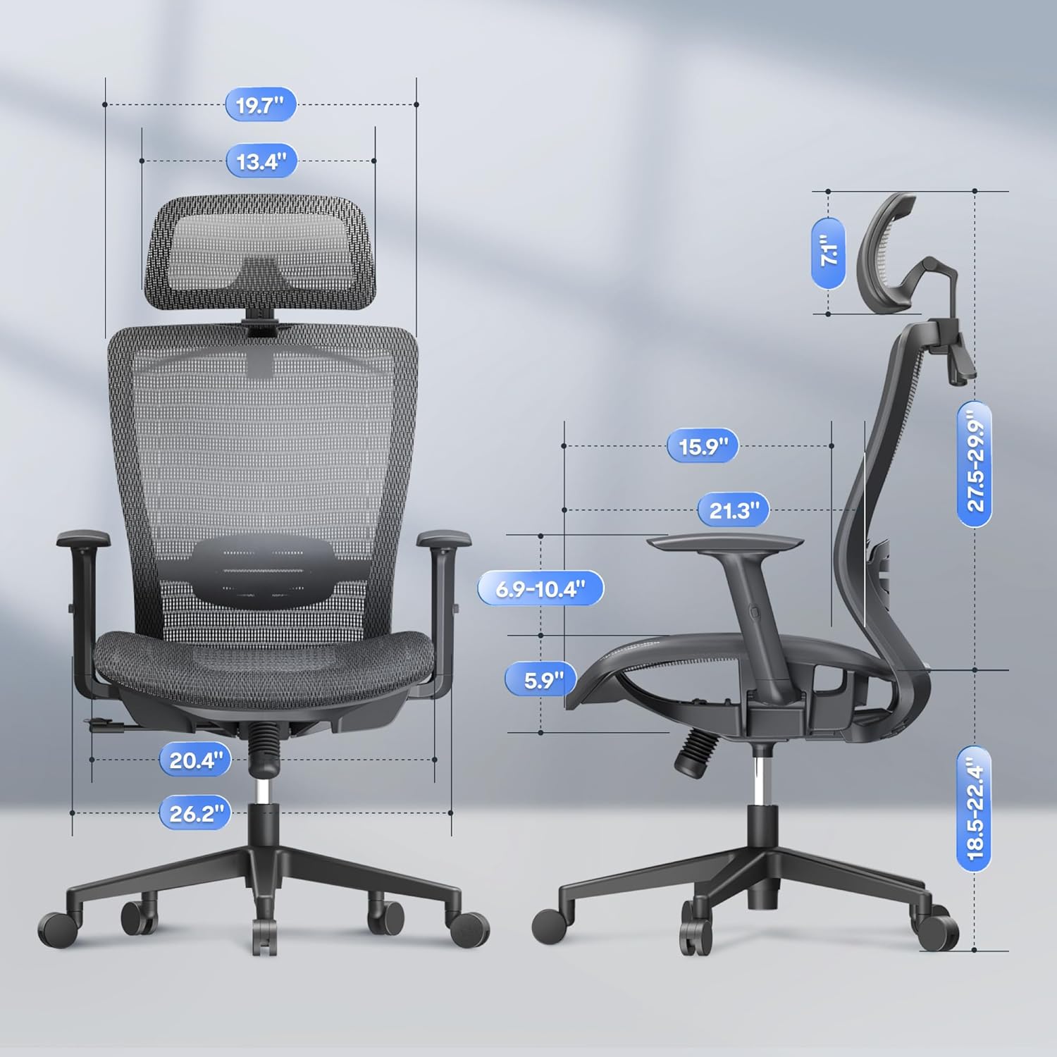 Ergonomische Bureaustoel -  Office Chair - Gamestoel - Volwassenen - Grijs - FLEXISPOT