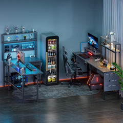 Gaming bureau - Gaming desk - Gaming tafel - 170x100 cm - Grijs - HLONONE