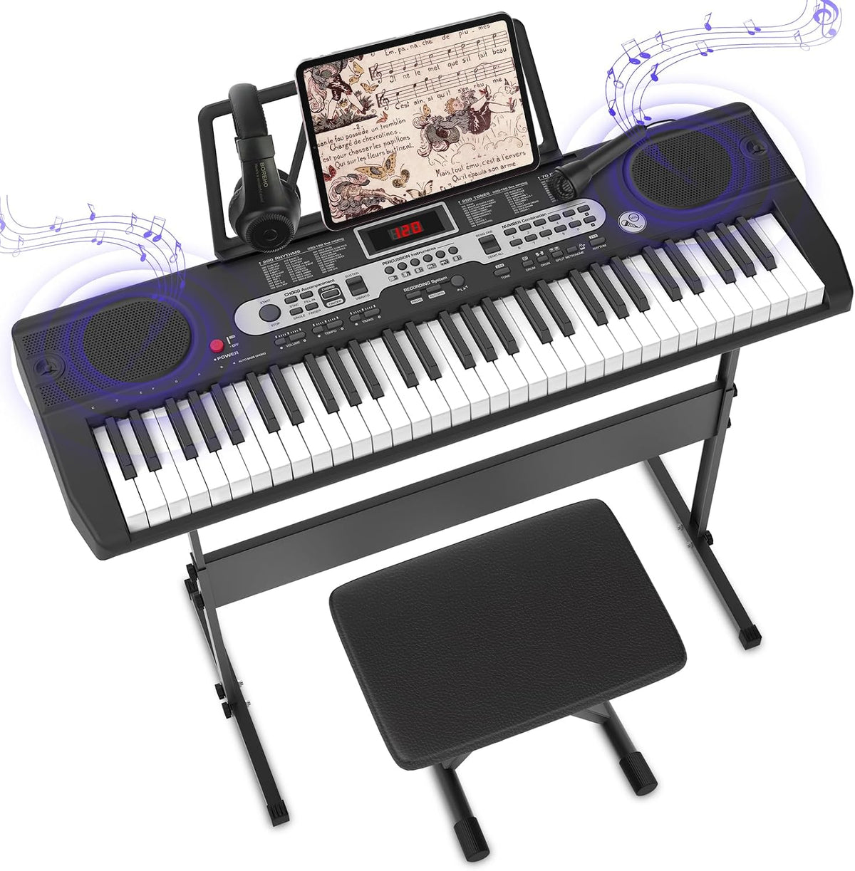 Keyboard - Digitale piano - Piano - 61 toetsen - Zwart - Fenbeli
