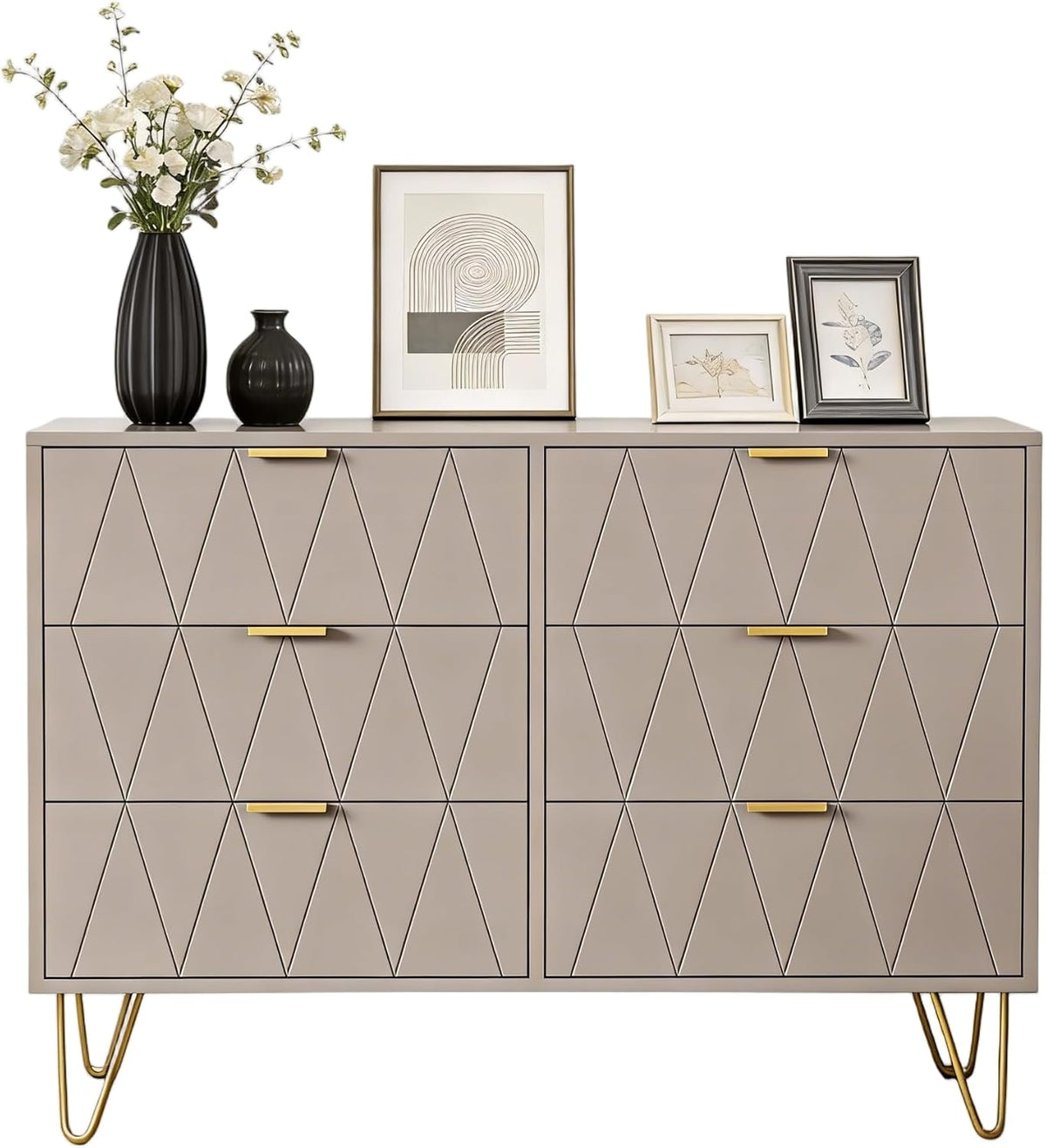 UEV Commode met 6 schuifladen 100x34x73cm opbergkast voor kleding documenten speelgoed veel opbergruimte sideboard smal voor woonkamer slaapkamer kantelbeveiliging eenvoudige montage (moka) | für Kleidung Dokumente Spielzeug, modernes Sideboard schmal mit