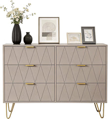 UEV Commode met 6 schuifladen 100x34x73cm opbergkast voor kleding documenten speelgoed veel opbergruimte sideboard smal voor woonkamer slaapkamer kantelbeveiliging eenvoudige montage (moka) | für Kleidung Dokumente Spielzeug, modernes Sideboard schmal mit