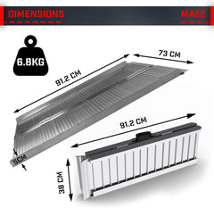 Jago® Rolstoelhelling - aluminium, inklapbaar, 90cm, mobiel opvouwbaar, 270 kg - laadhelling, drempelhelling, kofferhelling, oprijplaat voor trappen, rolstoelen rollatoren