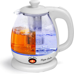 Waterkoker glas - met LED - 1L - 2200W - Wit - Taylor Swoden