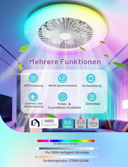 Aigostar Plafondventilator met verlichting, wifi, app-bediening, muzieksynchronisatie, led 46W, 4800LM, 2700K-6500K y RGB instelbaar, plafondlamp met ventilator, smart met afstandsbediening