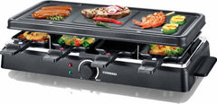 MELISSA Raclette 16300026 Raclette met grillplaat voor 8 personen 1200 Watt Power met grillplaat en regelbare temperatuur, zwart