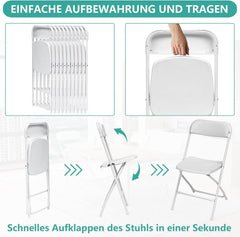 Klapstoelen - Vouwstoelen - Set van 6 - Eettafelstoelen - Wit - Asdsed