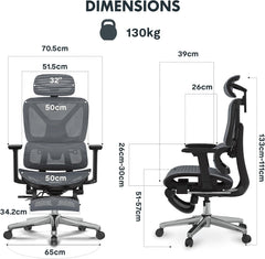 Ergonomische Bureaustoel -  Office Chair - Gamestoel - Volwassenen - Donkergrijs - C7DG LITE - FLEXISPOT