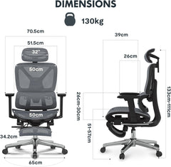 Ergonomische Bureaustoel -  Office Chair - Gamestoel - Volwassenen - Donkergrijs - C7DG LITE PRO - FLEXISPOT