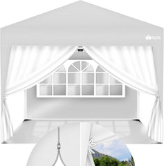 tillvex® 2 x zijwand voor paviljoen, 3 x 3 m, vouwpaviljoen, zijpanelen, waterafstotend, zijramen en ritssluiting, zijwanden voor tuintent, partytent, wit