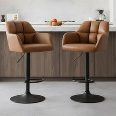 Barkrukken set van 2 - Barstoel met rugleuning - Barkruk - Barstoelen - Bruin - Ya-Home