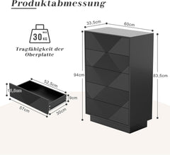 Commode - Dressoir - Ladekast - 60x33,5x94 cm - Zwart - UEV