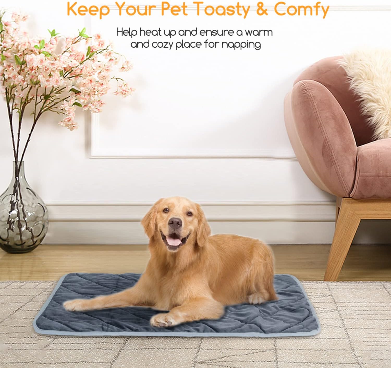 Vetbed Hond – Hondenmat - Warmtedeken Hond - 88x58 cm – Donkergrijs - Nobleza