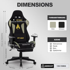 Ergonomische Bureaustoel -  Office Chair - Gamestoel - Volwassenen - Zwart/Groen - Symino