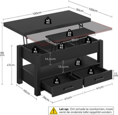 Salontafel met opbergruimte - Koffietafel - 100x50 cm - Bruin - Rolanstar