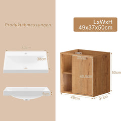 Wastafelkast - Wastafelmeubel - Wastafelonderkast - 50 cm - Bruin - UEV