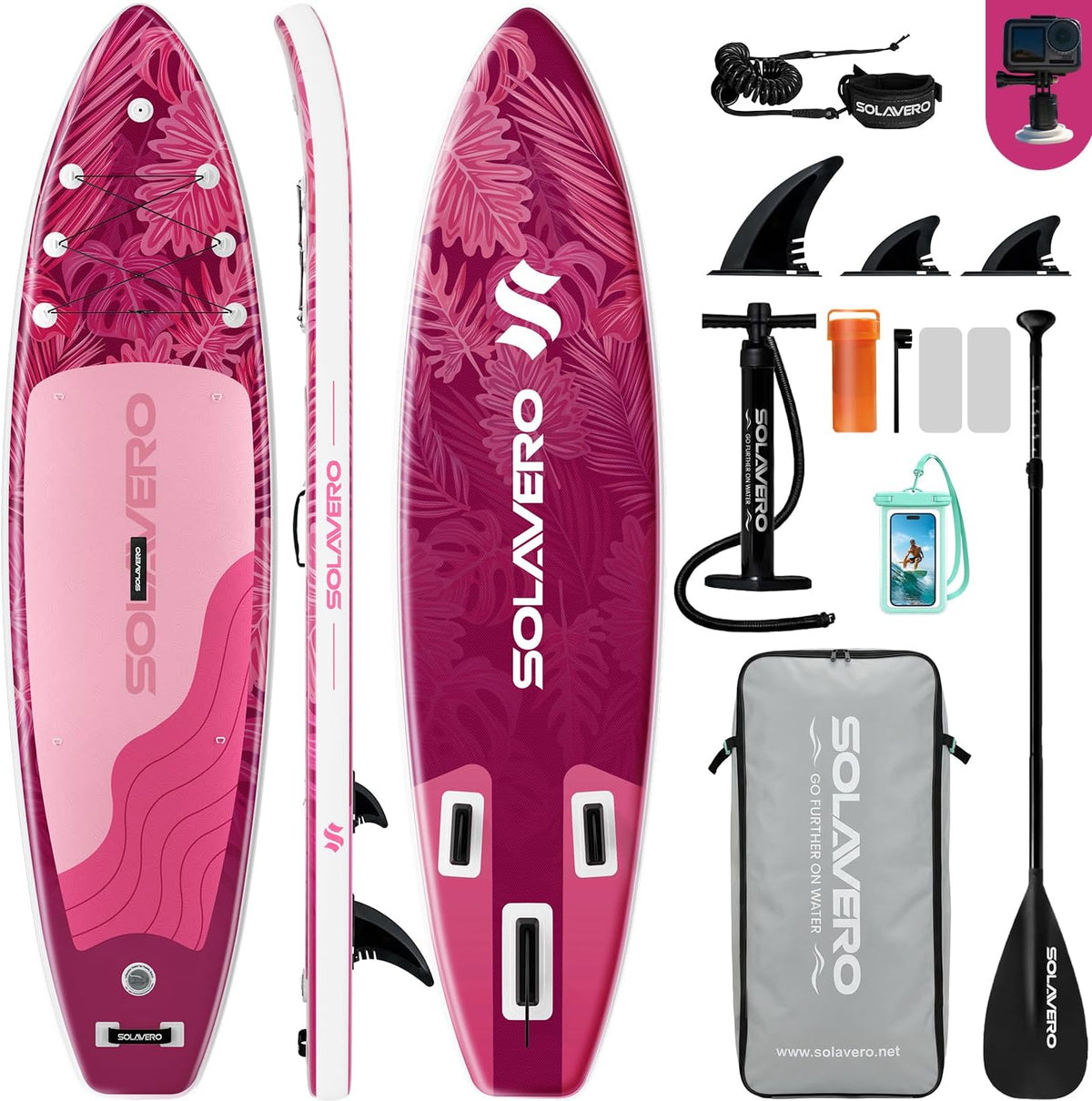 Sup Board - Opblaasbaar Paddle Board - 204 kg - Roze - SOLAVERO •