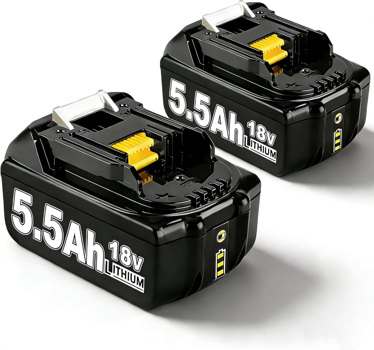 Accu geschikt voor Makita - 2 x 18V Accu - 5.5Ah - BL1860B - BL1850B - BL1840 - BL1845 - BL1850 - BL1830 - BL1835 - BL1845 - BL1890 - BL1415 - BL1430 - BL1440 - BL1835