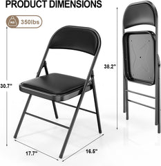 Klapstoelen - Vouwstoelen - Set van 4 - Eettafelstoelen - Zwart - VINGLI