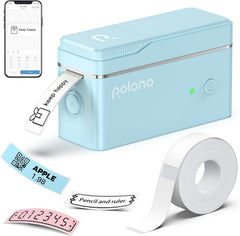 POLONO P31s Labelprinter, bluetooth, zelfklevend, mini-labelprinter, draagbare labelprinter met iOS Android, voor thuis, kantoor, blauw
