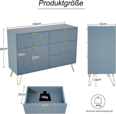 Commode - Dressoir - Ladekast - 100x34x73 cm - Grijsblauw - UEV