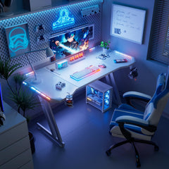 Gaming bureau - Gaming desk - Gaming tafel - 120x60 cm - Wit - HLDIRECT
