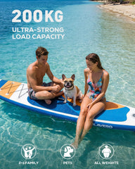 Sup Board - Opblaasbaar Paddle Board - 200 kg - Wit/Blauw - SOLAVERO •