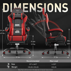Ergonomische Bureaustoel -  Office Chair - Gamestoel - Volwassenen - Zwart/Rood- HLDIRECT