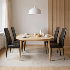 HOUSEINBOX Moderne zwarte PVC-leren eetkamerstoelen set van 4, voor keuken of eetkamer
