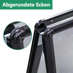 Weerbestendige DIN A1 dubbelzijdig klantenstopper outdoor, reclamedisplay poster staander voor binnen en buiten voor 2 affiches, incl. beschermfolie & met afgeronde hoeken (A1, zwart)