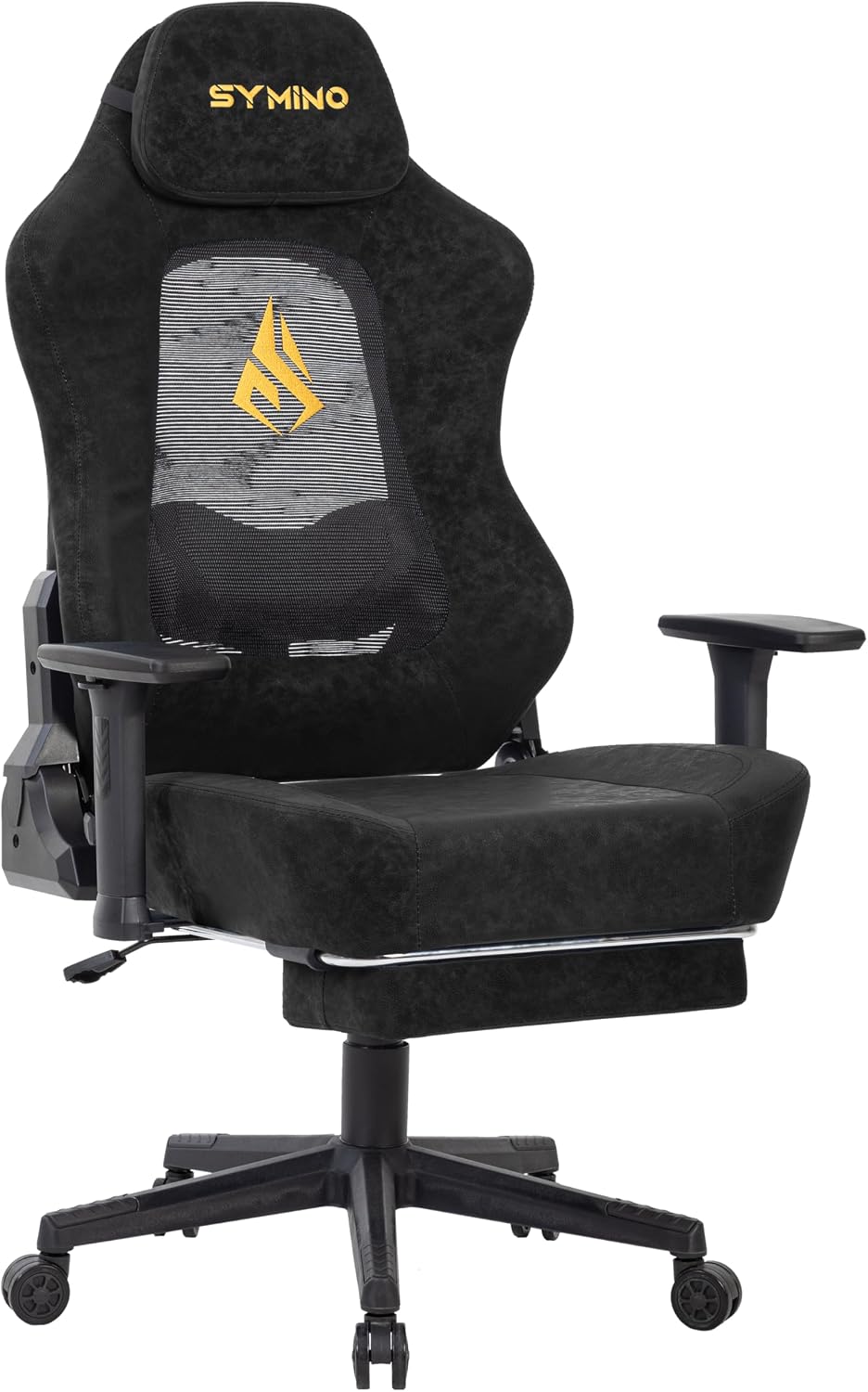 Symino Gamingstoel, computerstoel met voetensteun, verstelbare lendensteun, hoofdsteun, PU-leer, pc-stoel, ergonomische gamingstoel voor volwassenen en tieners