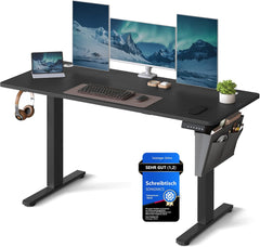 SONGMICS Elektrisch bureau - 140x60cm - Verstelbaar - Zwart
