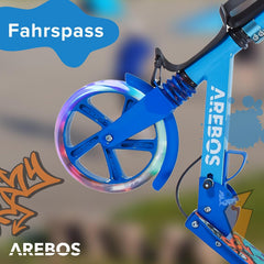 Kinderstep - LED Wielen - Verstelbaar - Vouwbaar - Blauw - Arebos