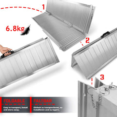 Jago® Rolstoelhelling - aluminium, inklapbaar, 90cm, mobiel opvouwbaar, 270 kg - laadhelling, drempelhelling, kofferhelling, oprijplaat voor trappen, rolstoelen rollatoren