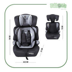 FableKids Kinderautostoel 9-36 kg, 3-punts veiligheidsgordel, autokinderzitje vanaf 15 m, autostoel voor kinderen 76-150 cm, kinderzitje, verstelbare hoofdsteun, ECE R129/03, verstelbaar, grijs