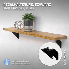 Plankdrager - Plankdragers metaal - Set van 2 stuks - 10 cm - Zwart - ML-Design