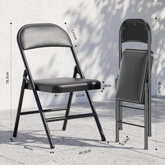 Klapstoelen - Vouwstoelen - Set van 8 - Eettafelstoelen - Zwart