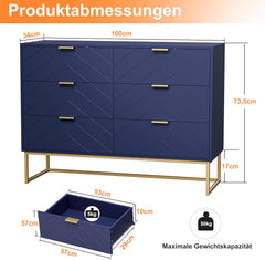 Commode - Dressoir - Ladekast - 100x34x73,5 cm - Marineblauw - UEV