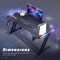 Gaming bureau - Gaming desk - Gaming tafel - 120x60 cm - Zwart - HLDIRECT