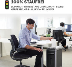 Fellowes Powershred 99Ci, papierversnipperaar voor kantoor, 18 vellen, papierversnipperaar met 100% scheurvrije technologie, Safesense, energiebesparingssysteem, 34 l papiermand, CD-versnipperaar •